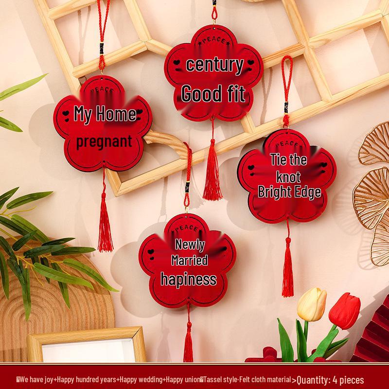 

Creative Double Happiness Wedding Door Handle Ornament - Room Decoration Pendant for Bedroom.