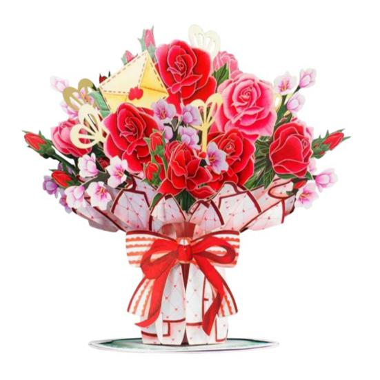 

Висувна валентинка з польовими квітами 3D букет паперових квітів Листівка-привітання Складна Романтична квіткова листівка на День народження День Матері Річницю H