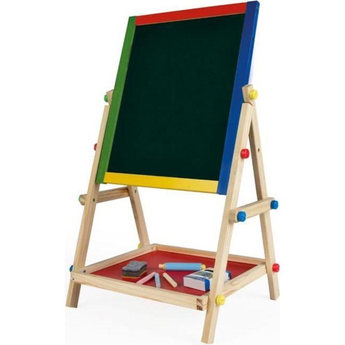 Tableau double - WOOMAX - Ardoise avec support en bois - 2 en 1 - Pour enfants à partir de 3 ans - Mixte