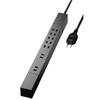 ELECOM Power Tap Lightning Guard 7 Ports Rotating Dust Shutter [Includes Rotating Parts That Can Be Temporarily Fixed and Hung] 1m Black ECT-0510BK