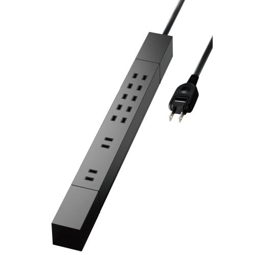 ELECOM Power Tap Lightning Guard 7 Ports Rotating Dust Shutter [Includes rotating parts that can be temporarily fixed and hung] 1m Black ECT-0510BK