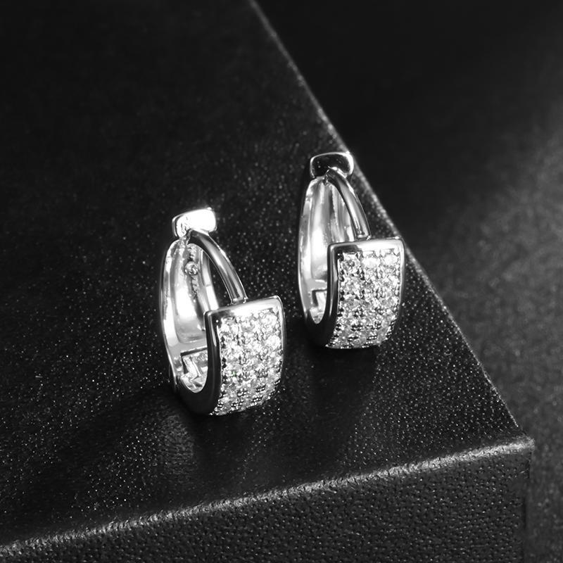 Exquisite and Shiny Zirconia Inlaid Ring Earrings for Men and Women Fashionable Party Accessories and Jewelry