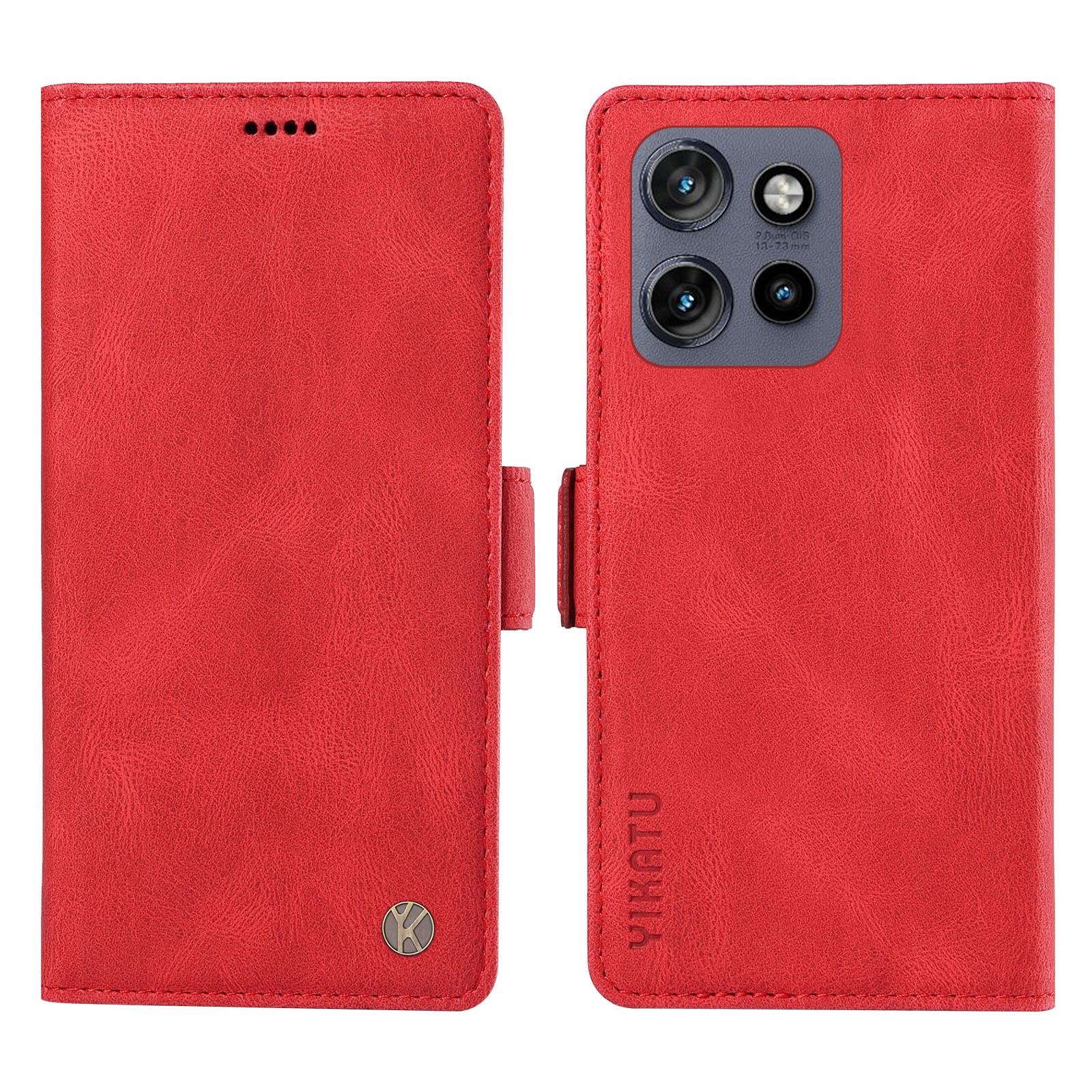

YIKATU YK-005 For Motorola Edge 50 Neo 5G/Moto S50 5G/Thinkphone 25 5G Case PU Leather Wallet Phone Cover Skin Touch Feeling Red