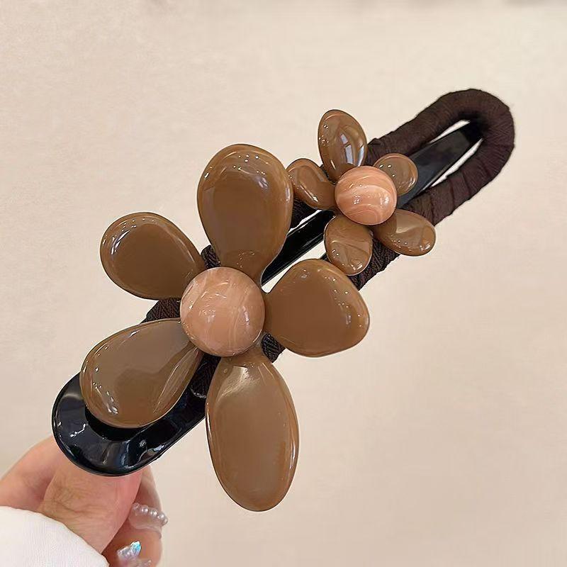 Double Flower Duckbill Clip Sweer Elegant Ponytail Clip for Women Girls Thin Thick Curly Hair Styling Hair Accessories Barrettes