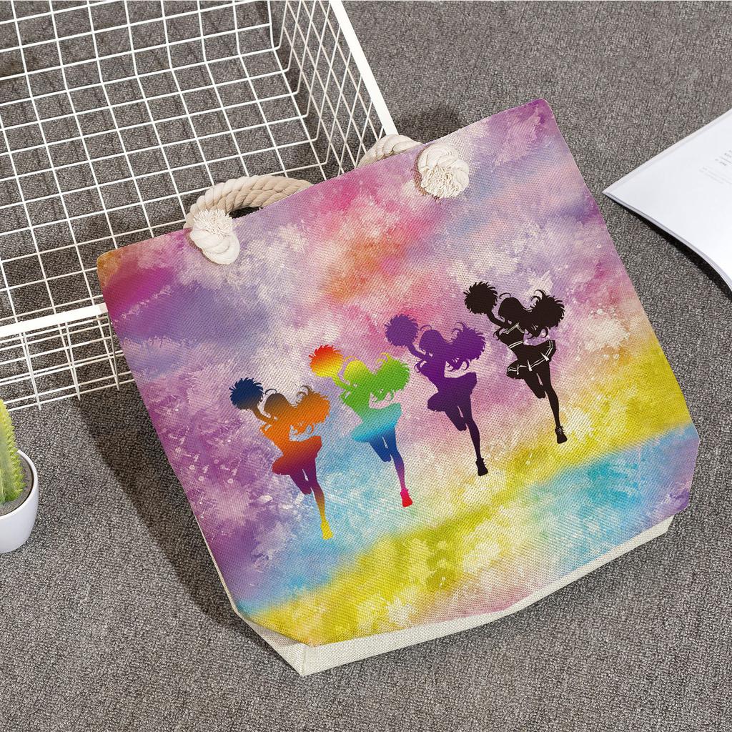 Multifunctional Rhythmic Gymnastics Printed Thick Rope Shoulder Beach Bag 7580