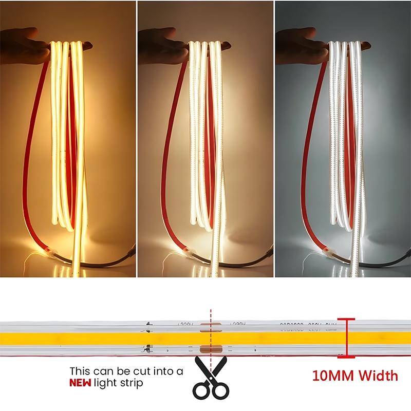 Ταινία LED COB 220V με Αυτοκόλλητη Ταινία, Φις Ρεύματος ΕΕ, RA 90 Υψηλής Πυκνότητας, Αδιάβροχη IP65, Ευέλικτη Ταινία LED