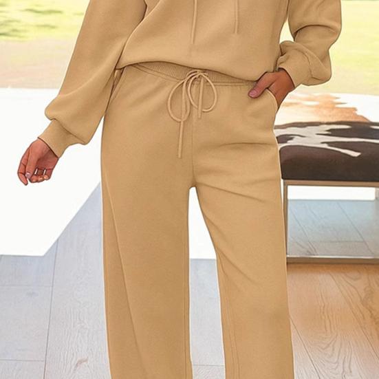 Completi da Donna Due Pezzi Felpa con Cappuccio Manica Lunga Pantaloni a Gamba Larga Tute Autunnali Casual Lounge Tuta