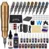 Best-Selling Beginner Tattoo Kit: Motorized Pen with Liner & Shader Equipment, Includes 20 Pigment Colors