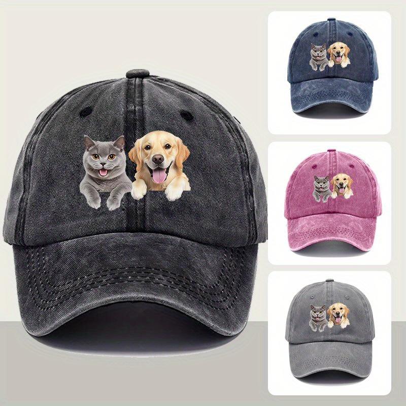 1pc Cat Dog Vintage Baseball Cap | Pet Lover Hat with Cute Animal Design, Lightweight All-Season Gift for Owners