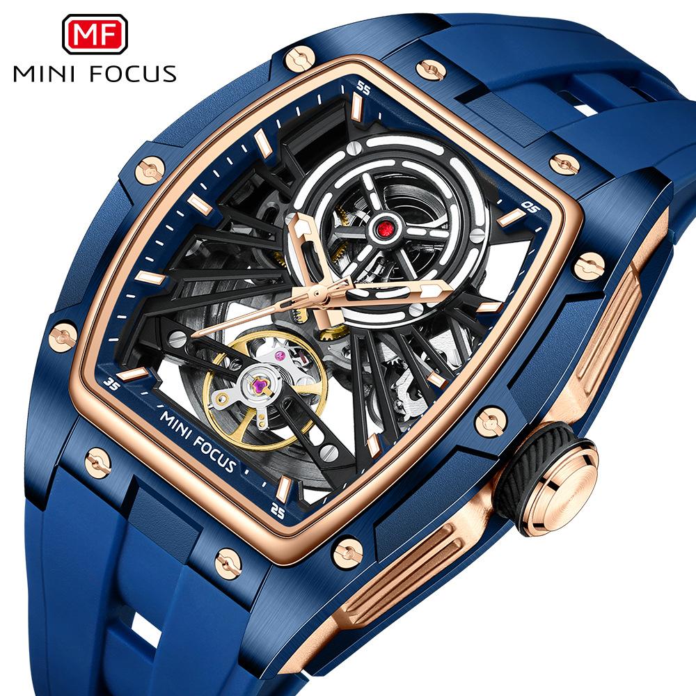 Orologio: Orologio da Uomo a Botte di Vino Cassa in Acciaio Completamente Scheletrato Automatico Meccanico Orologio da Uomo