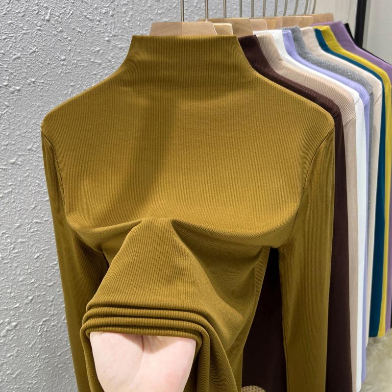 Black bottoming shirt women's inner Modal long-sleeved t-shirt basic semi-turtleneck top spring and autumn new