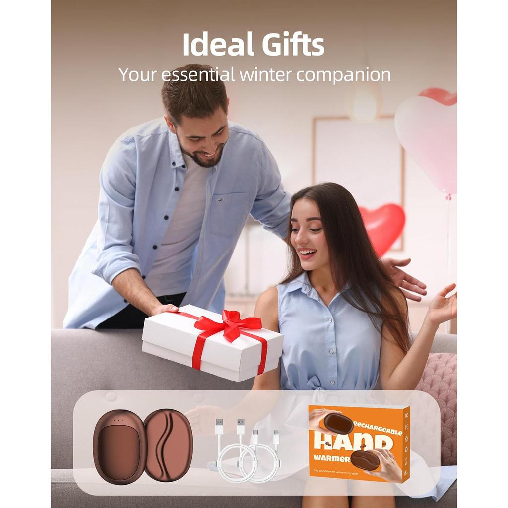 Rechargeable Hand Warmers, 2 Pack, 7200mAh Portable & Reusable, Fast 3S Heating for Outdoor, Hiking, Chilblain Prevention