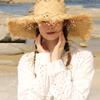 ELKE BLOEM SUN FLOWER WIDE BEIGE RAFFIA HAT