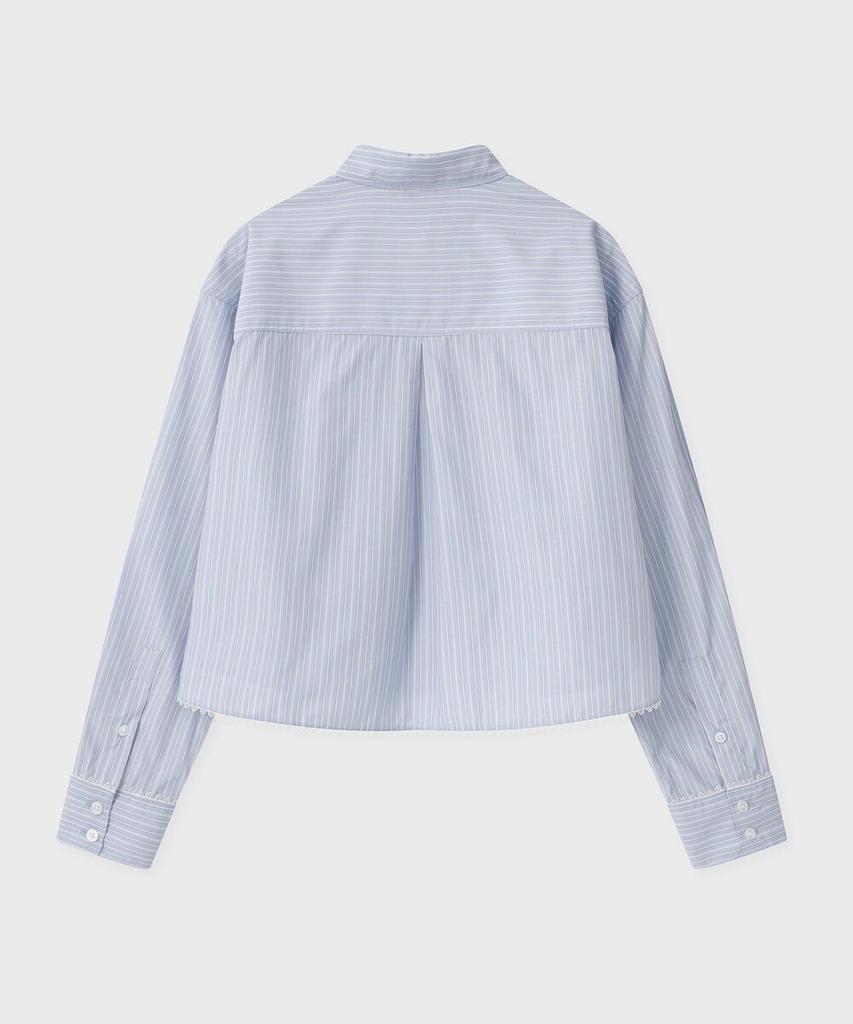 FALLETT Lace Striped Shirt Sky Blue