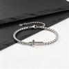Stylsih Stainless Steel Men's Bracelet,Black Zircon Cross Charm Adjustbale Chain Wristbandk,Hip Hop Father's Day Gift for Him
