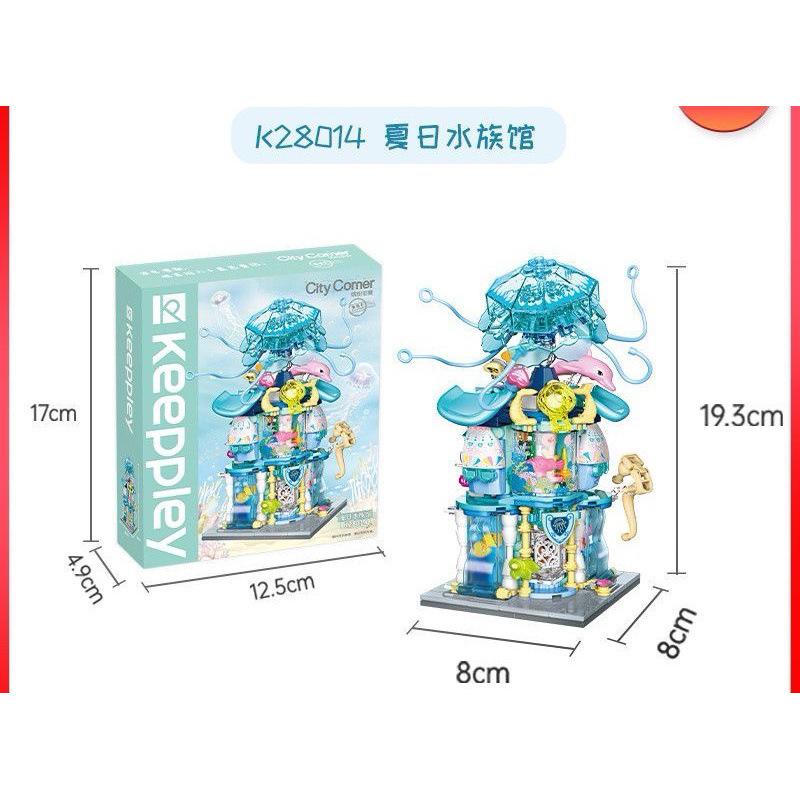 Keeppley Colorful Creative Street View Building Blocks City Streetscape Aquarium Pub Dessert Store Model Bricks Toy For Kid Gift