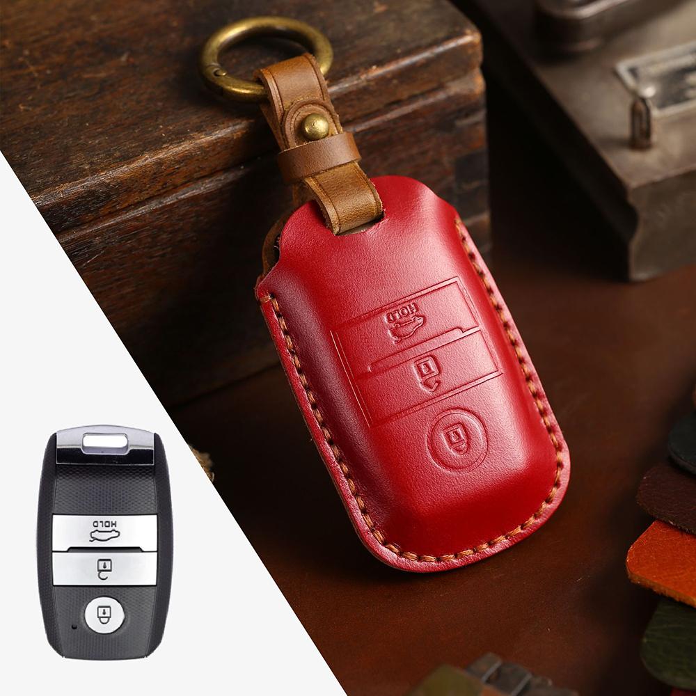 Genuine Leather Remote Car Key Cover Case for KIA K5 Rio Cerato 3 Sorento XM FL Optima KX K4 Rio GTLine 2021 Keyring Protection