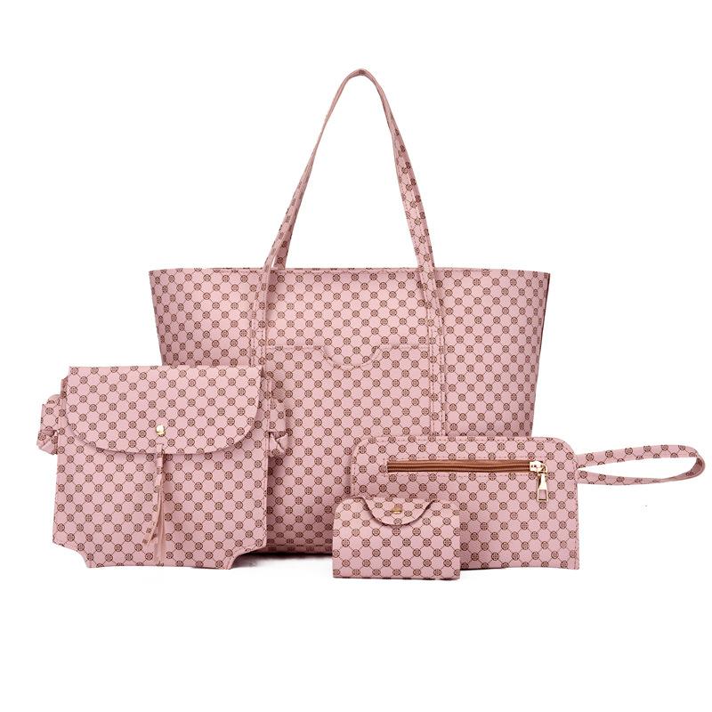 New Retro Shoulder Handbag Four-piece Mother and Child Bag Women's Printed Messenger Bag Large Capacity Bag