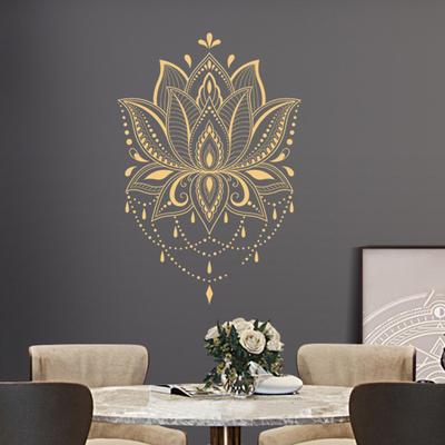 Calcomanía de vinilo para pared con forma de loto extraíble, símbolo Om, meditación, arte