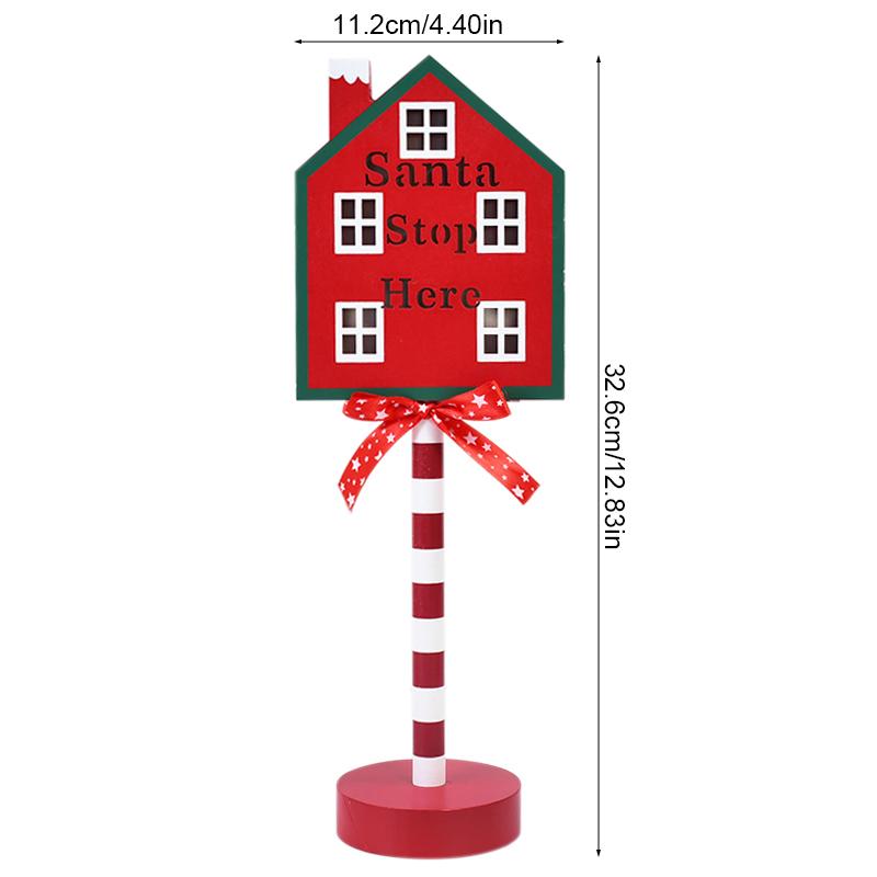 

Christmas Retro Lamp LED Light Santa Stop Here Street Sign Xmas Wooden Desktop Decoration for Home Navidad New Year Kids Gift