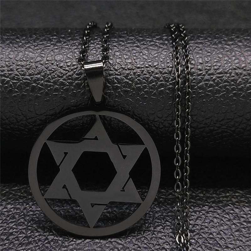 Davidstern Schild Edelstahl Anhänger Halskette Goldfarbene Kette Hexagramm Männer Frauen Je Israel Judaica Schmuck N1111S02