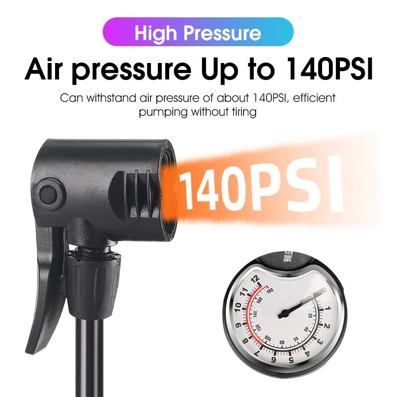 WEST BIKING Bicycle Foot Mini Pump High Pressure 140PSI Tire Inflator Presta/Schrader/Dunlop MTB Road Bike Foot Pump With Gauge