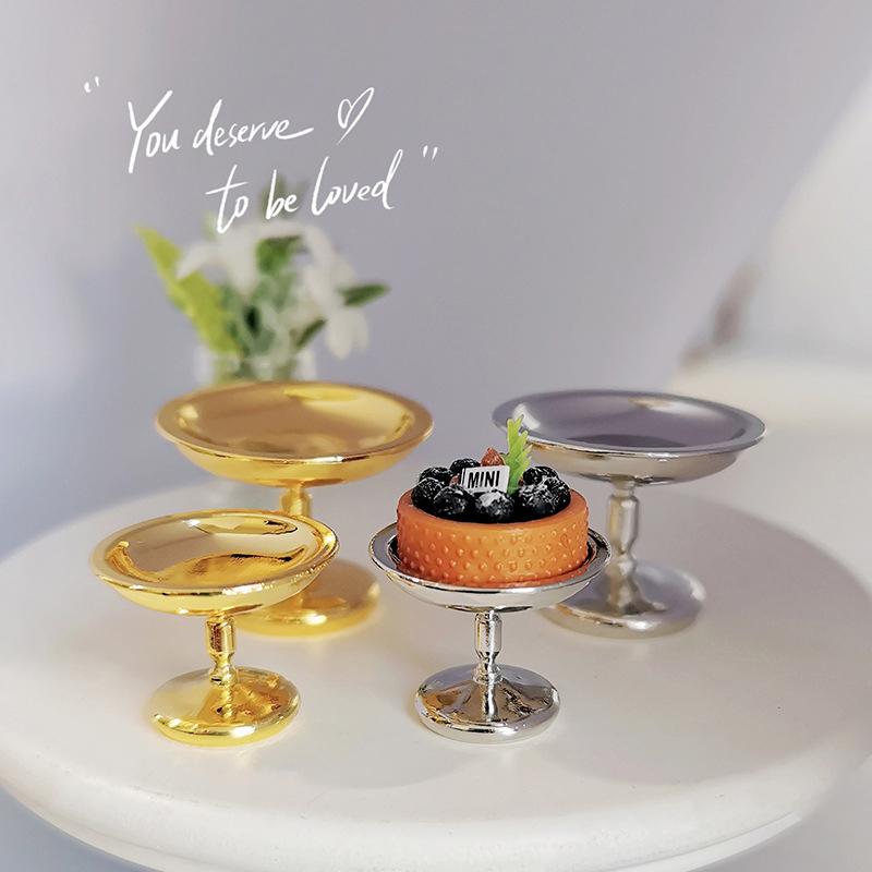 Dollhouse Miniature Metal Fruit Snack Tray Cake Tray Toy for Doll House Decoration Accessories