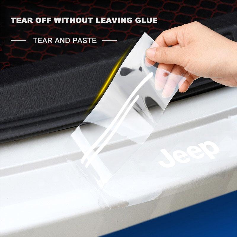 4Pc Car Threshold Protector Transparent Decorative Badge 3D Sticker for Jeep JK JL TJ Renegade Patriot Wrangler Cherokee Patriot Trail Liberty