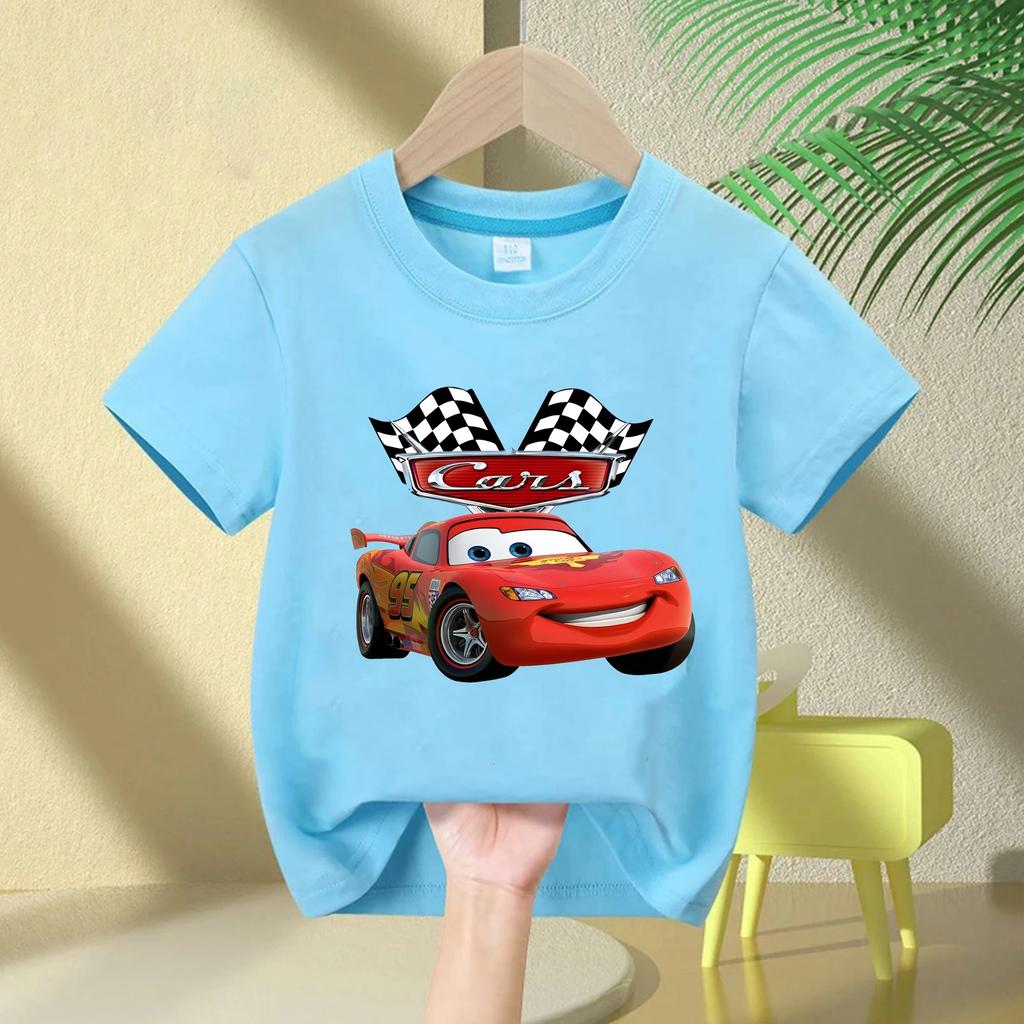 Nové Dětské Tričko z Čisté Bavlny, Cars 2026 Letní Chlapecké Tričko, Blesk McQueen, Krátký Rukáv, Unisex, Dětské Univerzální Tílko