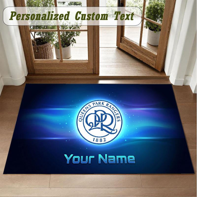 Crystal Velvet Square Rug Custom NameQueens Park Rangers Pattern Non Slip Home Floor Decor Rug