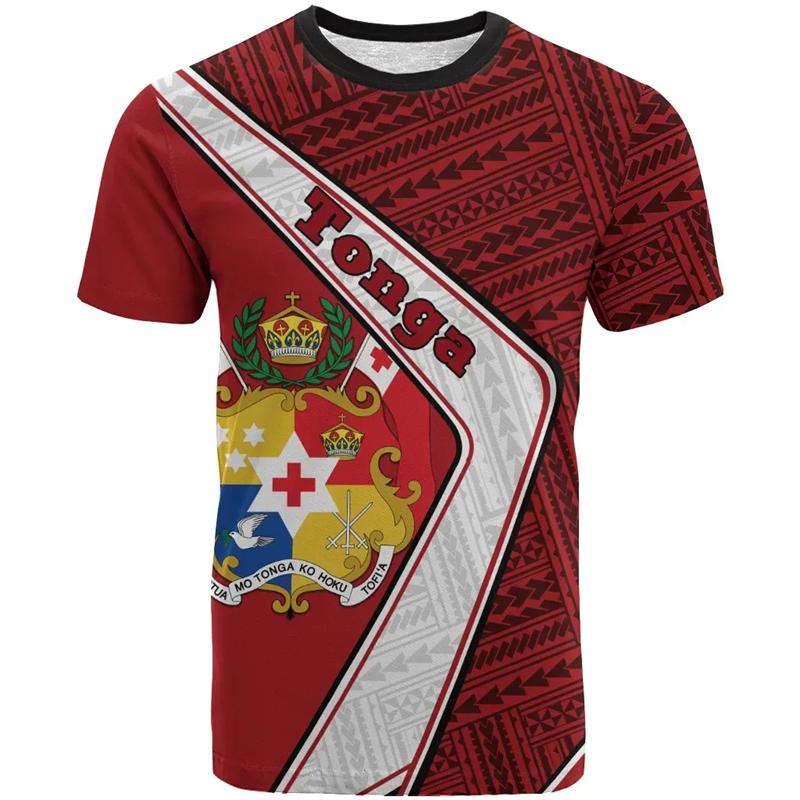 T-shirt Grafiche con Mappa della Bandiera di Tonga Maglietta con Emblema Nazionale Tongano per Uomo Abbigliamento Polinesia T-shirt Unisex Casual da Uomo Top da Donna