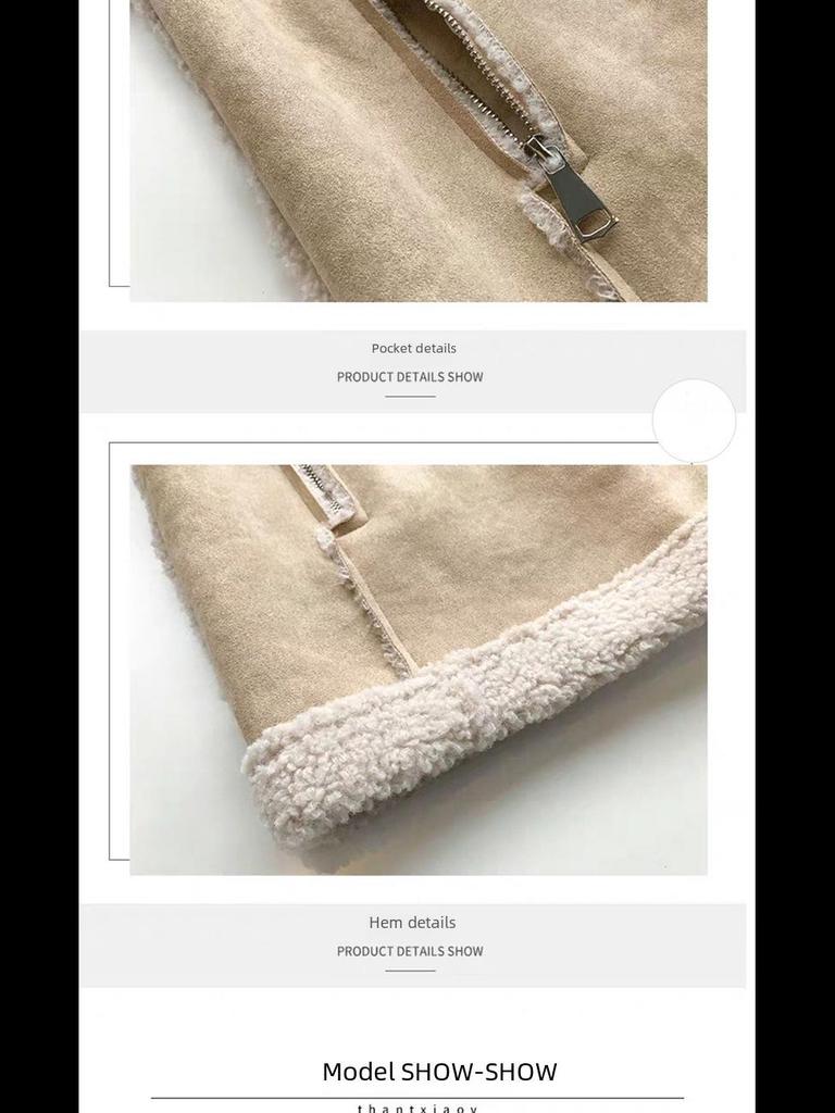 2024 Stylish Thick Lambskin Fur Coat - Versatile, Loose-Fit Deerskin Motorcycle Jacket