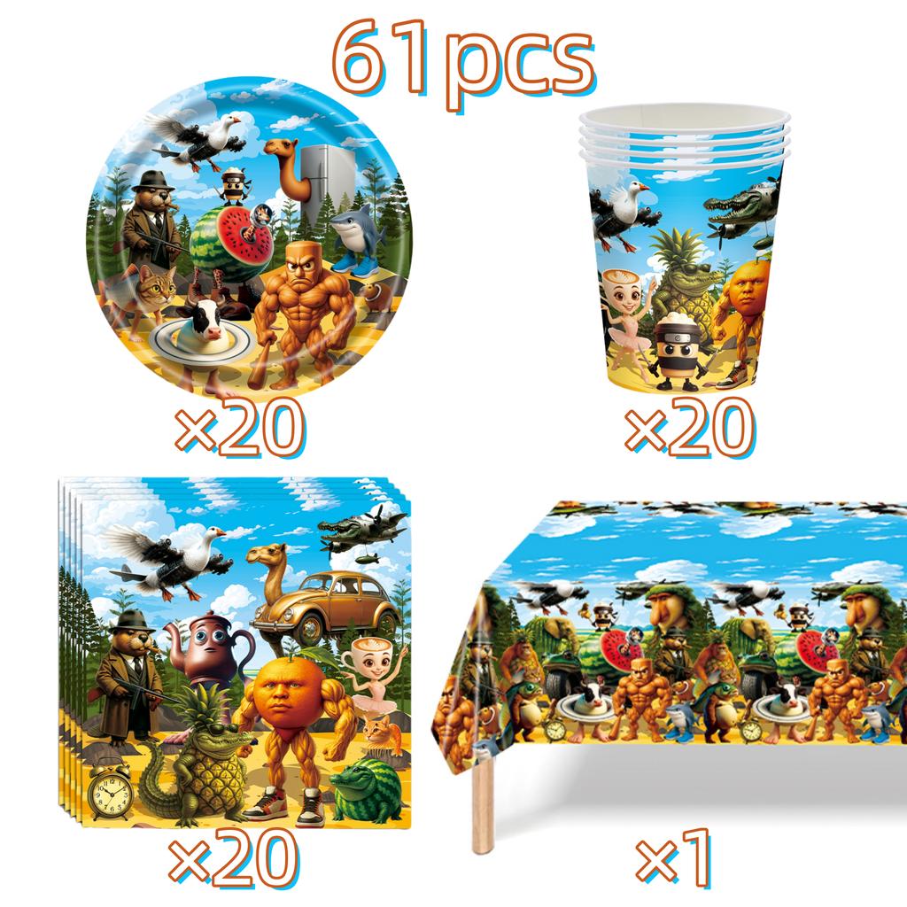 Italian Brainrot Birthday Party Decoration Tung Tung Sahur Tralalelo Tralala Tableware Balloon Cup Plate For Party Favor Supplie