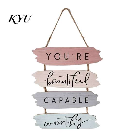 Natural Wood Grain Decor Inspirational Wooden Hanging Sign, Motivational Quote Plaque Wall Decor, Waterproof Home Art Positive Saying for Bedroom