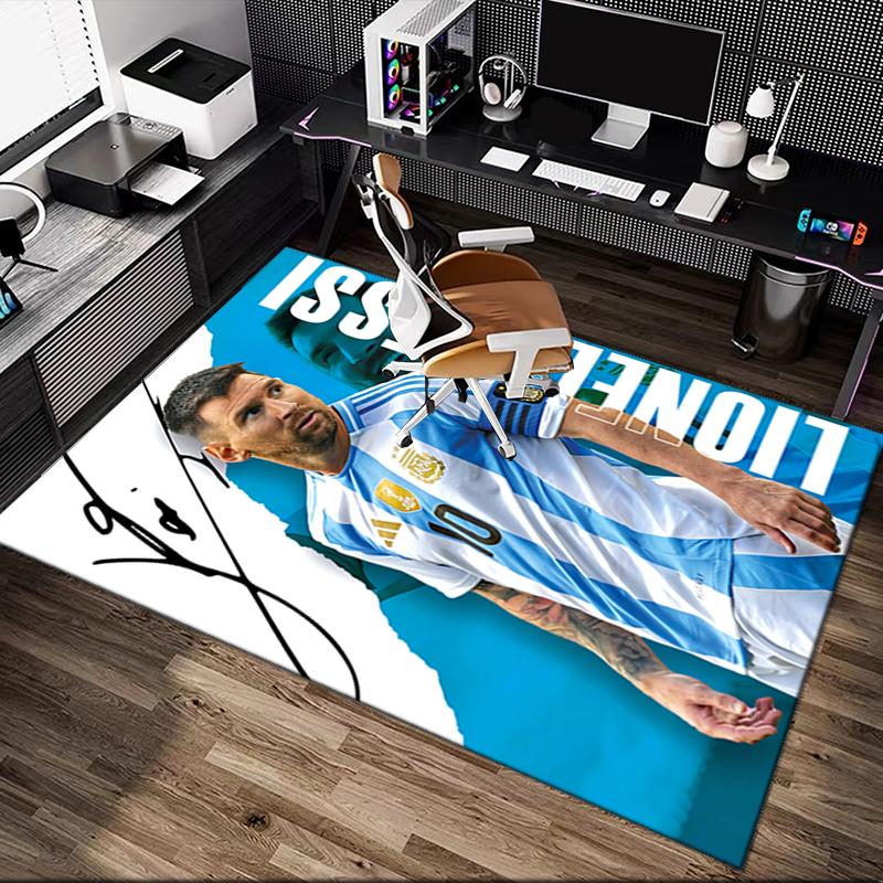 1pc Football Star Messi Rug, Comfortable Printed Home Area Carpet, Cozy Office Chair Rug