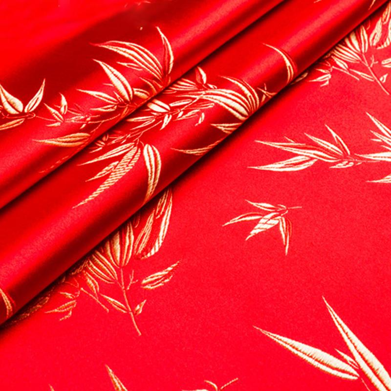 100*75см Ретро Бамбуковый Узор Жаккардовая Парчовая Ткань Шелковая Атласная Ткань Для Шитья Платья Ципао Квилтинга Подушки Пэчворка 100x75cm красный