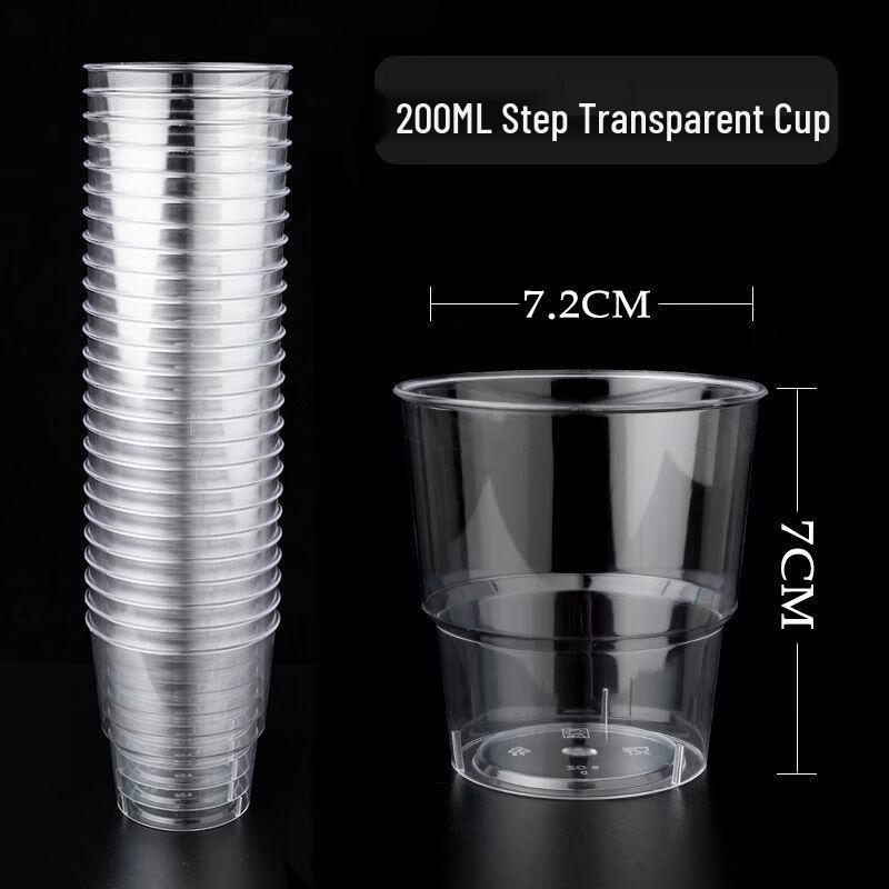 Shixun 200ml (6oz) Hard Transparent Plastic Airline Cups, 50-Pack