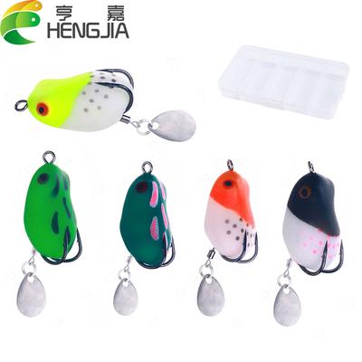 5 pz 3 cm-4.2 g rana richiamo tubo morbido esca esche da pesca in gomma esche artificiali topwater con doppio gancio in metallo