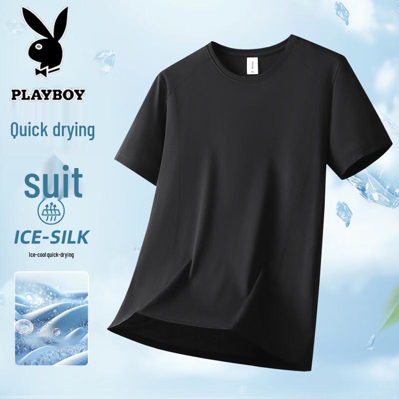 PLAYBOY Men s Summer Quick-Dry Round Neck T-Shirt 7XL