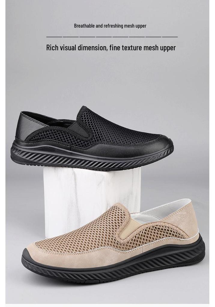 Men's Breathable Low-Top Mesh Loafers - Large Size Slip-On Summer Shoes