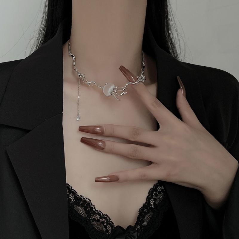 Jellyfish Shape Necklace/Earrings Delicate Decorative Jewelry Accessories Lightweight Jellyfish Pendant Necklace/Earring