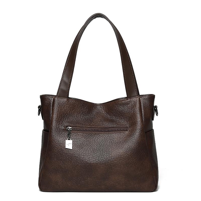 Women's PU Tote Bag Vintage Large Capacity Underarm Shoulder Bag Handbag
