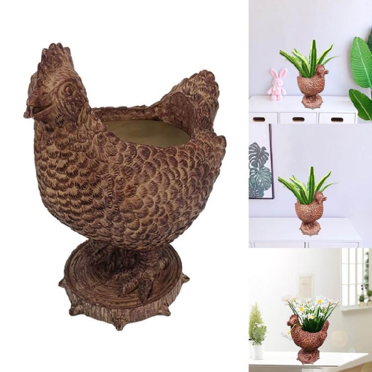Chicken Ornaments Resin Figurine Decorative Outdoor Decors Planter Outdoor
