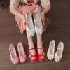 Girls' Hanfu Embroidered Dance Shoes, Traditional Chinese Style Costume Footwear, Old Beijing Cloth Performance Shoes