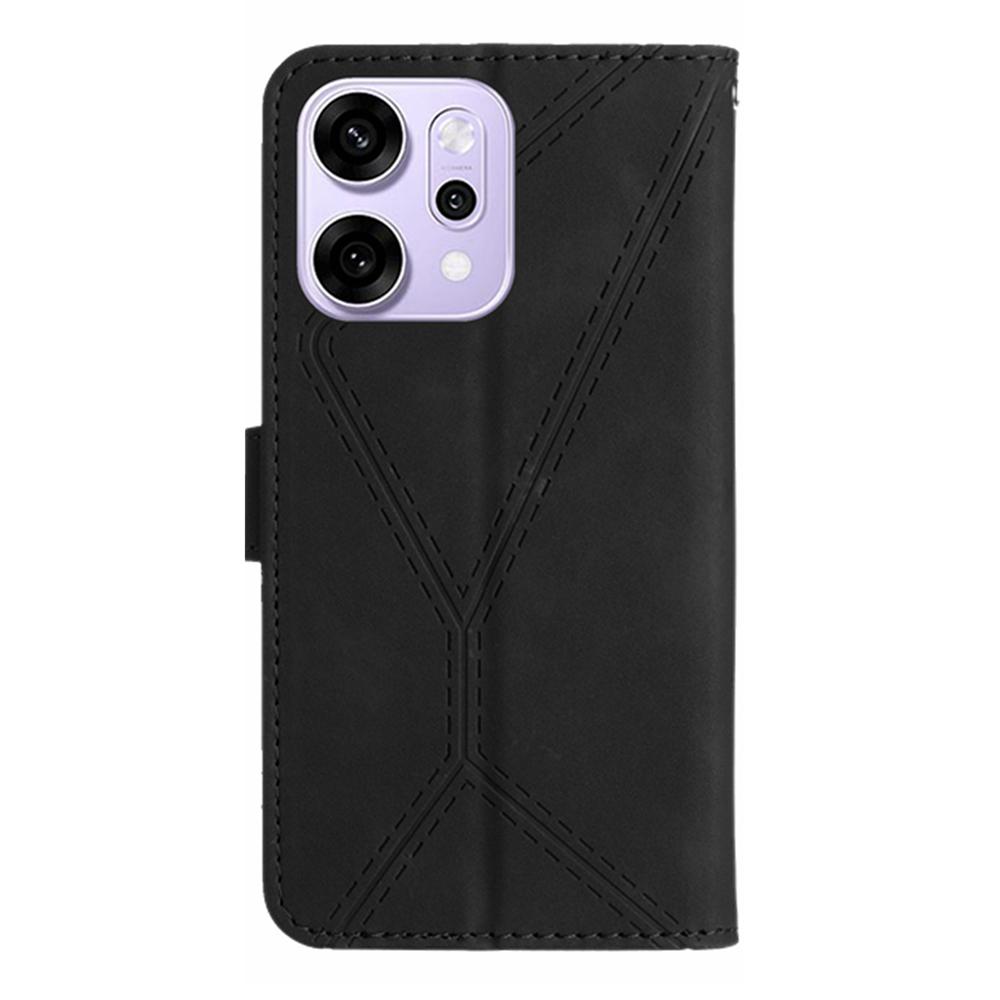 For Oppo Reno14 5G (Global) Case Skin Touch Lines Imprinted PU Leather Flip Phone Cover