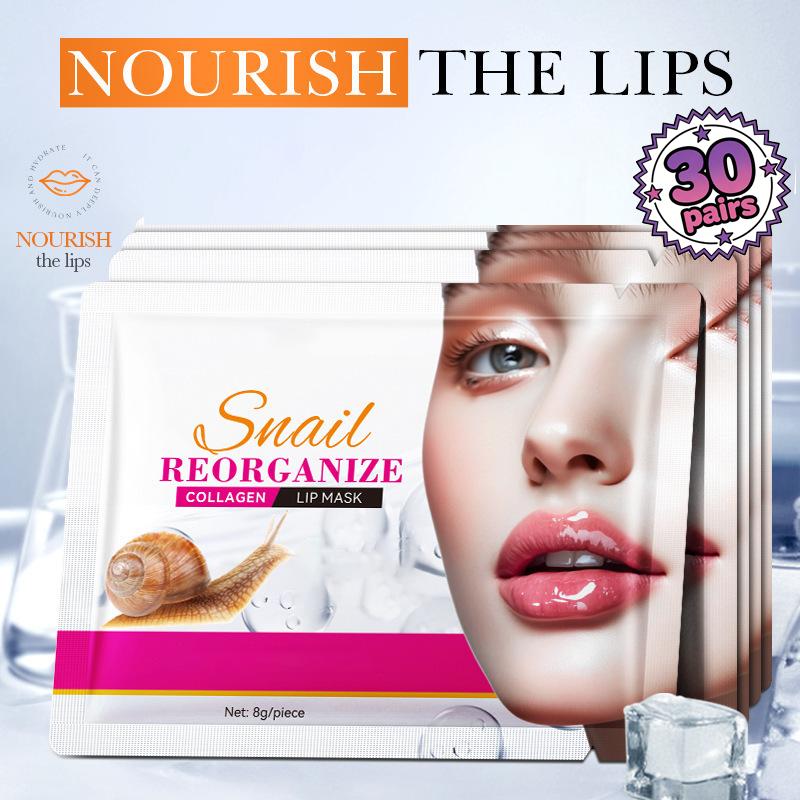 30 Pairs Snail Collagen Lip Mask - Nourishing & Hydrating Treatment for Dry Lips, Anti-Wrinkle Care 30 Pieces