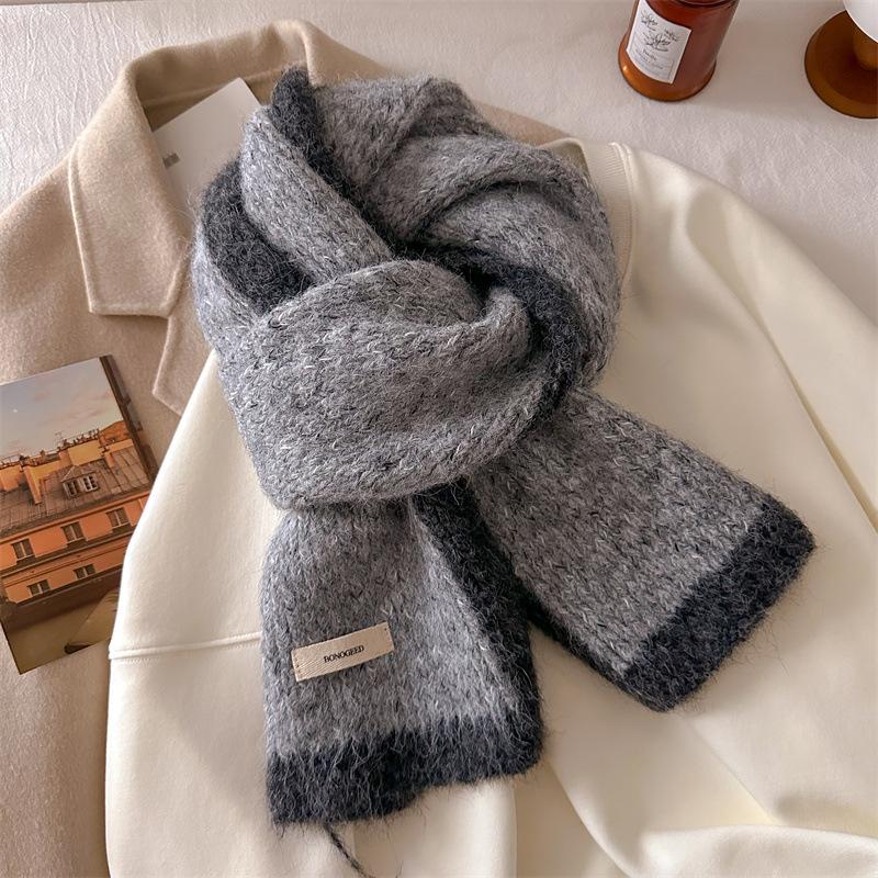 Beige Scarf Autumn and Winter Women's Plush Atmosphere Shawl with Dual-purpose Warm Neck Protection