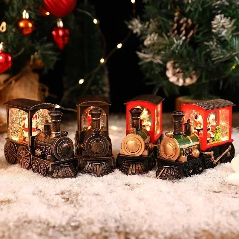 Charming Christmas Eve Music Box Gift Water-filled Christmas Train Ornaments with Led Lights Christmas Decorations CrystalBall