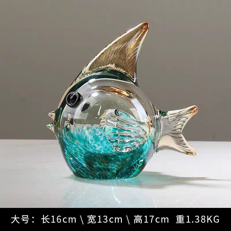 Light Luxury Crystal Glass Fish Figurine, Minimalist Home Decor Ornament for Living Room Bedroom, Office Display Art Piece
