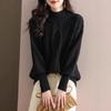 Women's Twisted Cable Knit Sweater - Half-High Neck, Lazy Style, Solid Color, Warm Base Layer for Autumn and Winter.